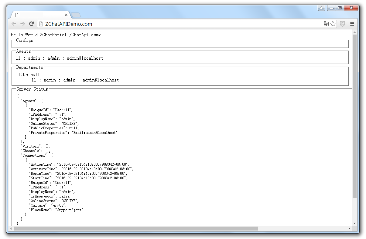 The completed API demo configuration, ready to test