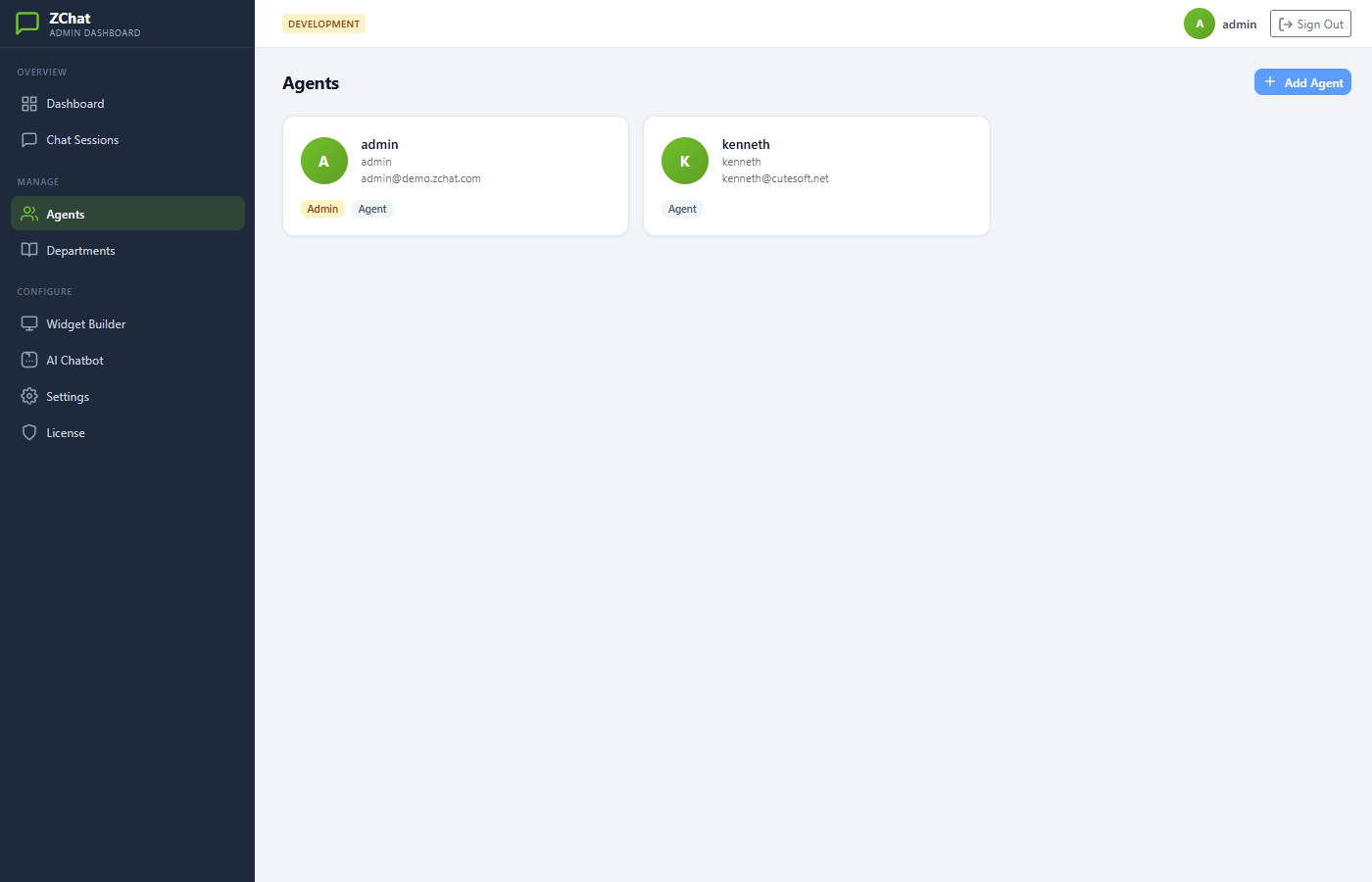 DChat agent management