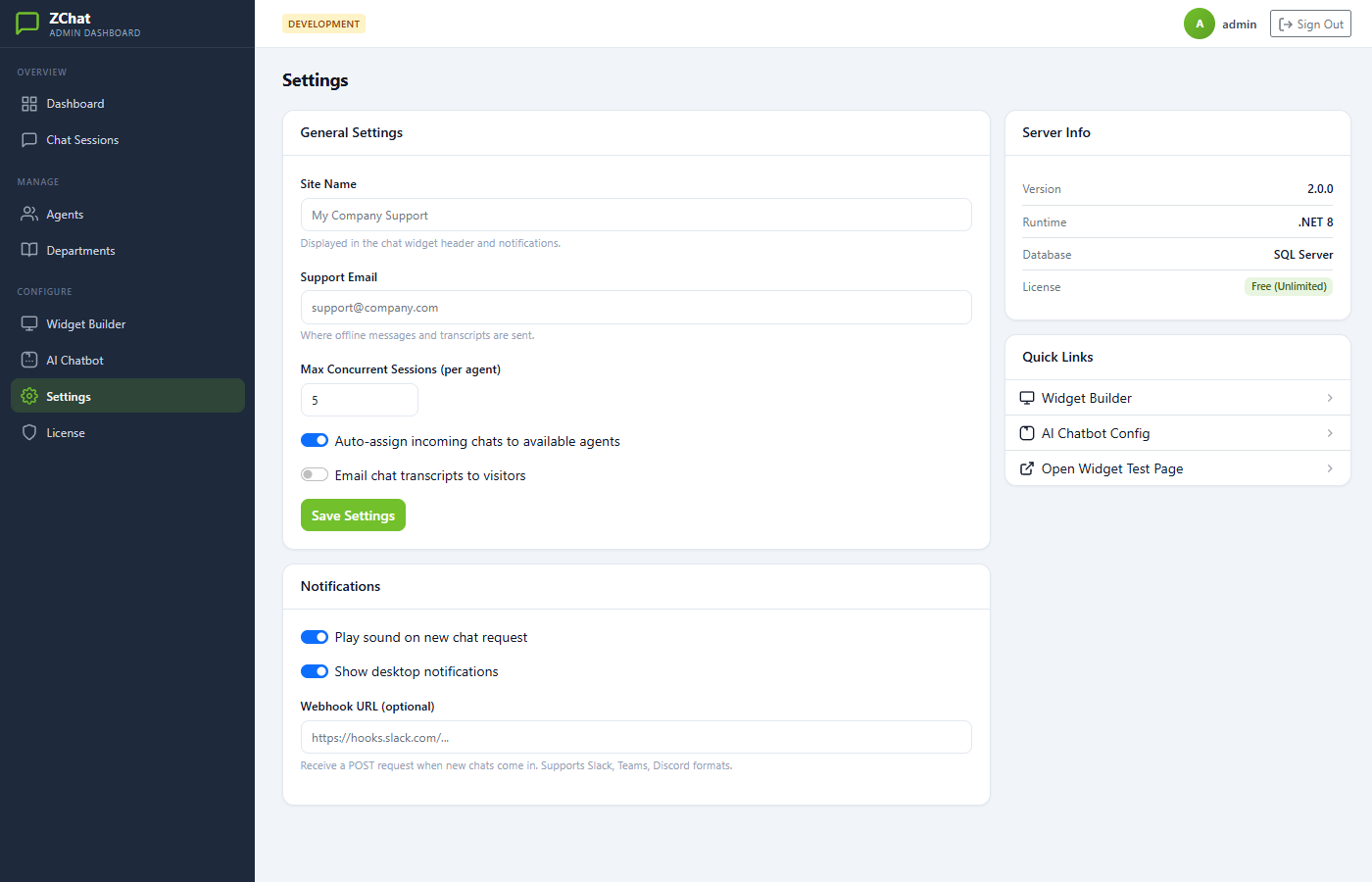 DChat server settings